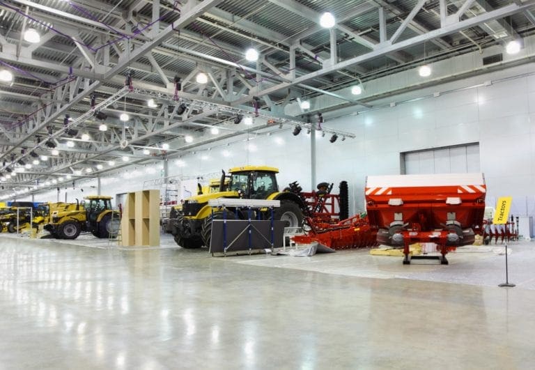 Big,Tractors,Are,In,Room,At,Exhibition,,Special,Agricultural,Machines