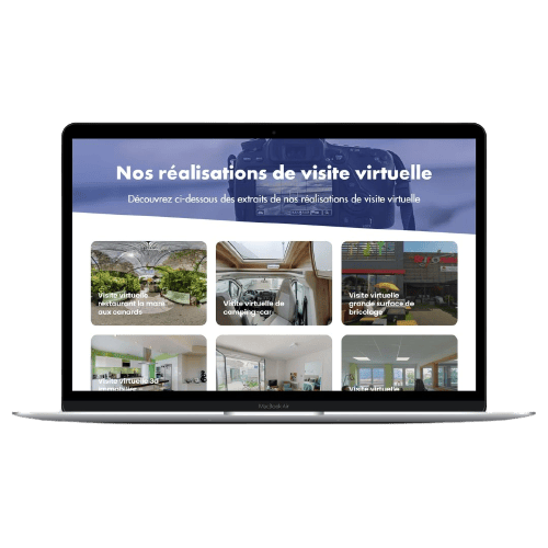 Mockup ordinateur présentant les diverses réalisations Matterport en visite virtuelle de VR Interactive
