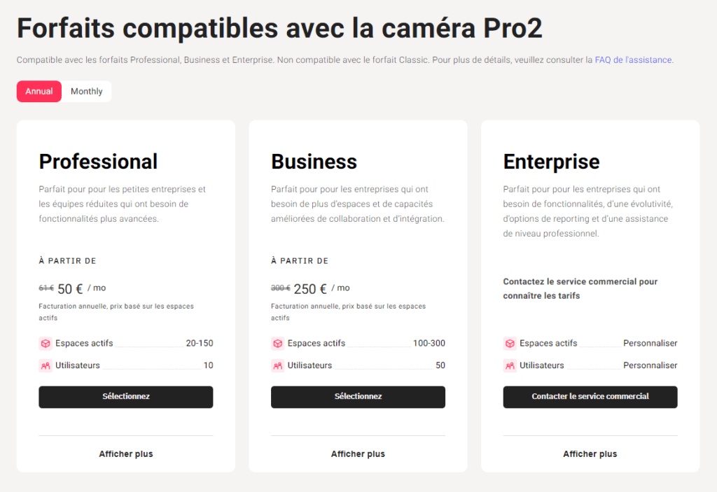 cloud forfaits Matterport Pro 2